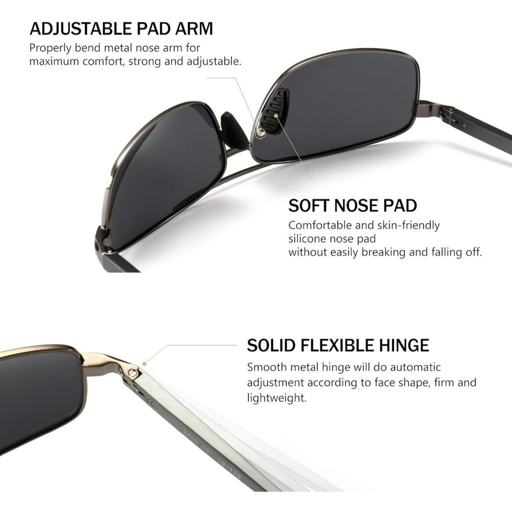 HD Polarized Rectangular Sunglasses - Unbreakable… - image 4